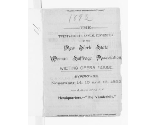 Flyer for 24th NYSWSA Convention in Syracuse (Nov. 1892)