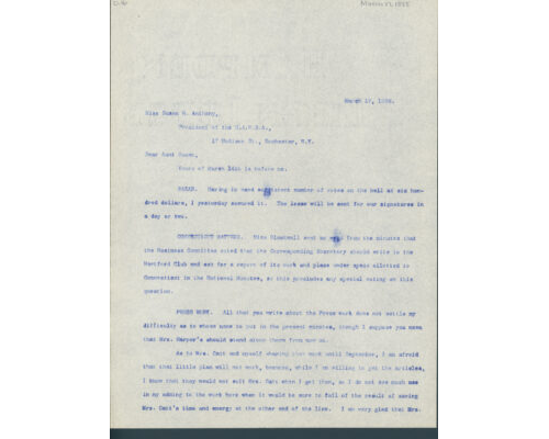 Rachel Foster Avery Discussing “Chairman of the Press Committee” (March 1898)