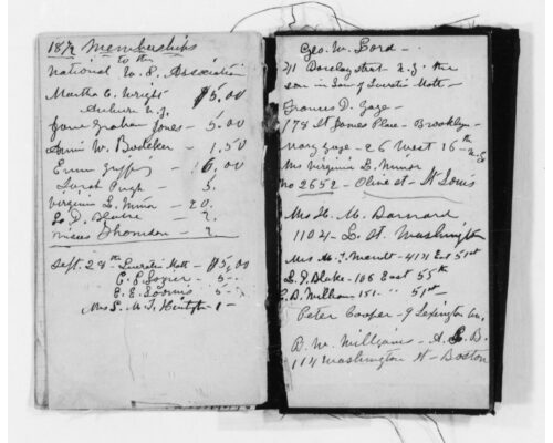 Susan B. Anthony Tracking NAWSA Memberships (1872)