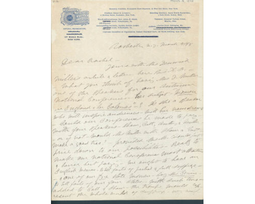 Susan B. Anthony Discussing “a Speaker Who Will Inspire Audiences” (1898)