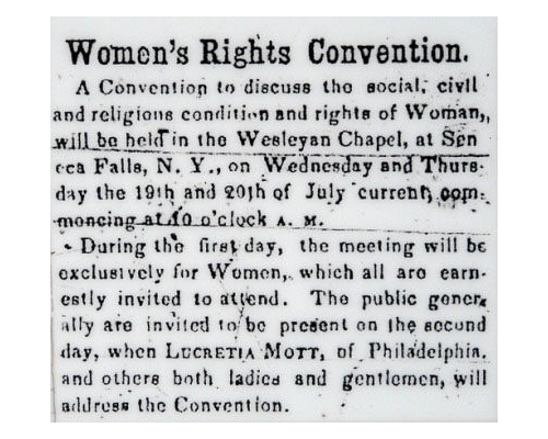 Seneca County Courier Ad for the First “Women’s Rights Convention” (July 1848)